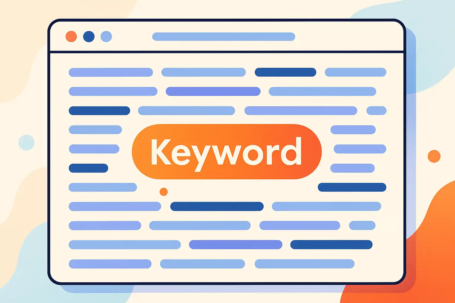 Illustration showing a highlighted primary keyword on a webpage, emphasizing its central role in SEO.