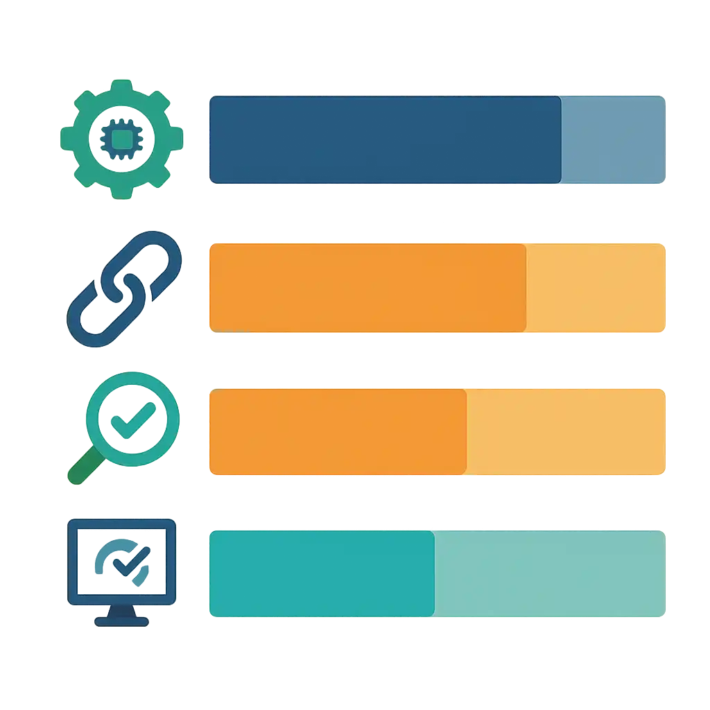Infographic comparing strengths and limitations of SEO Ladders, Ahrefs, Semrush, and Moz Pro with bars and icons.