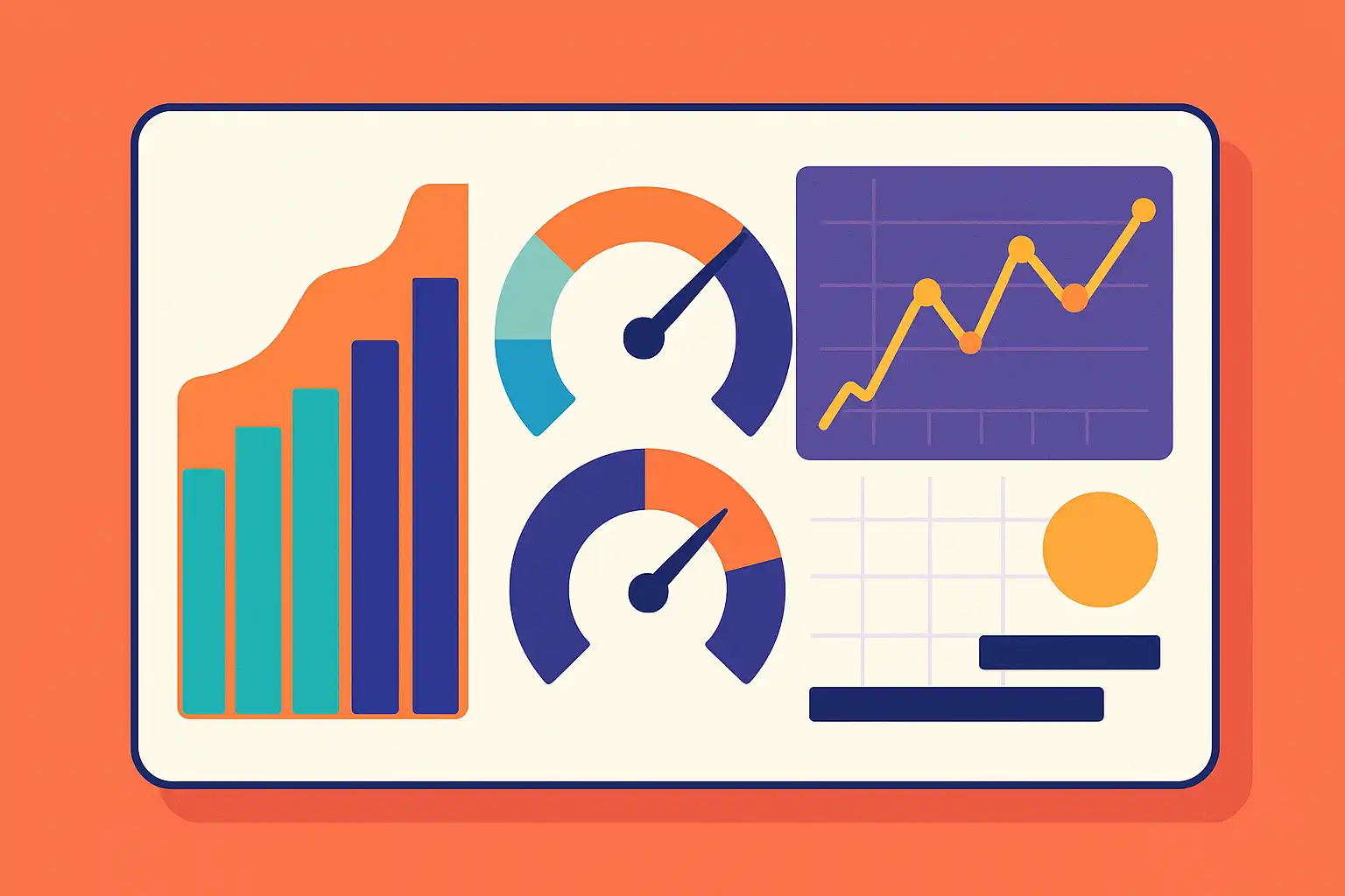 Illustration showing keyword metrics such as search volume and difficulty on a dashboard interface