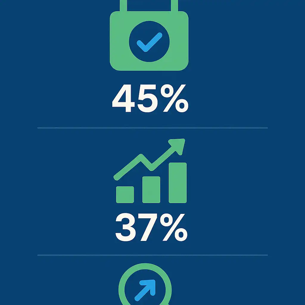 Infographic displaying key percentage benefits of backlinks like 45% domain authority increase and 37% organic traffic boost.