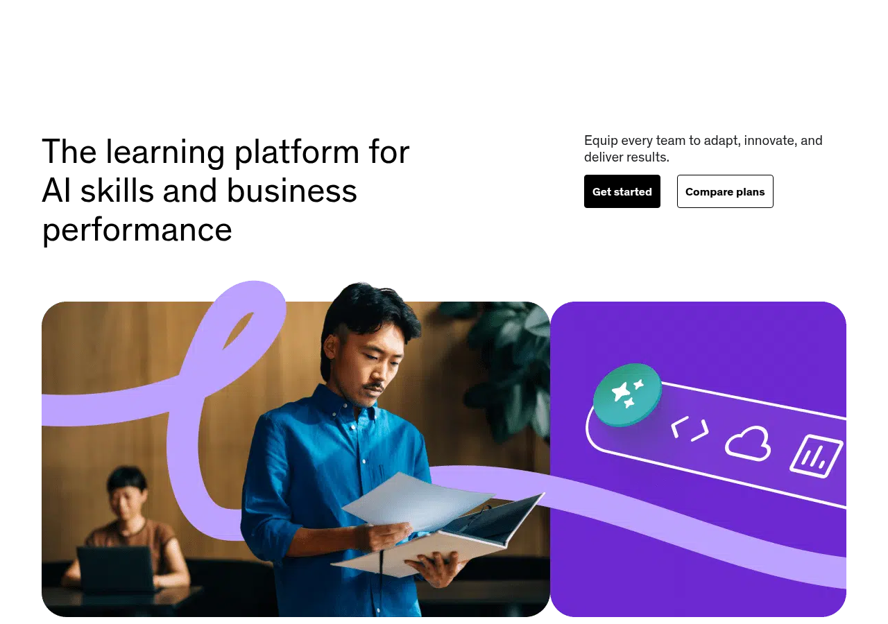 Screenshot of Udemy's pricing page showing its plans and prices