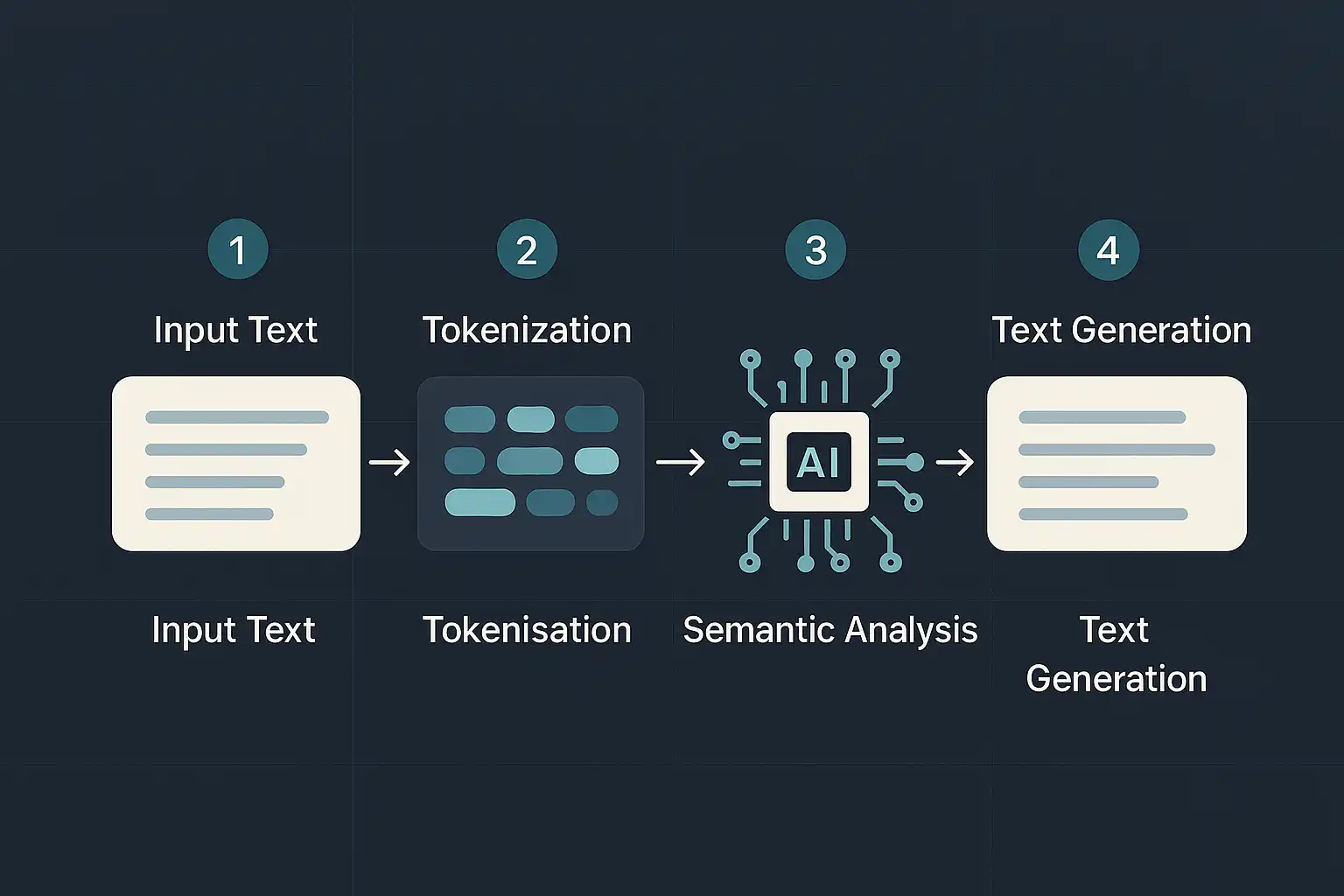 Illustration showing how natural language processing works to understand and generate human language.