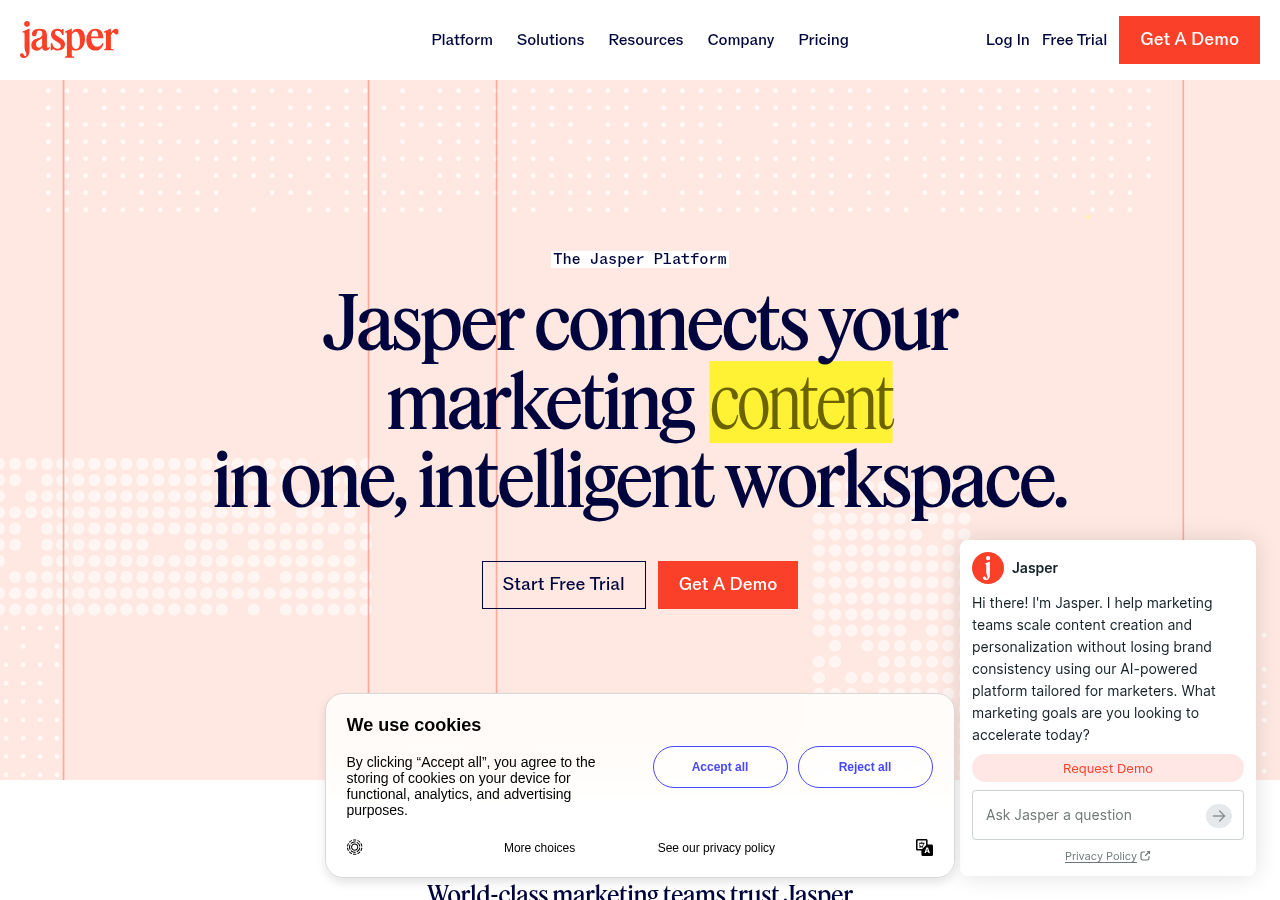 Screenshot of Jasper's platform page
