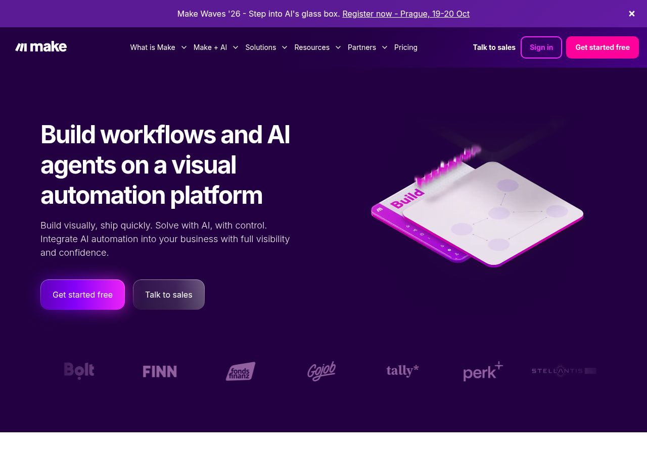 Screenshot of Make's product page