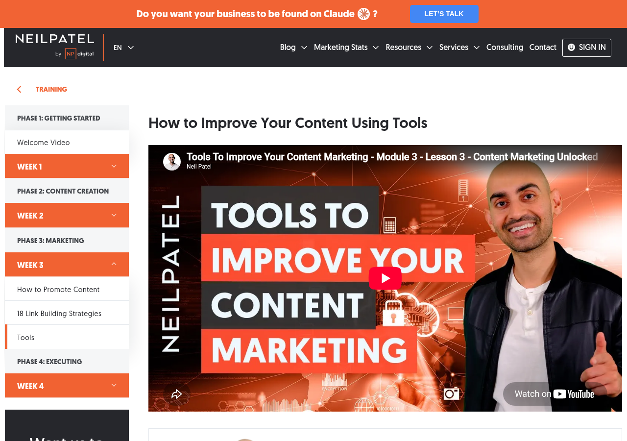 Screenshot of Ubersuggest's tools page