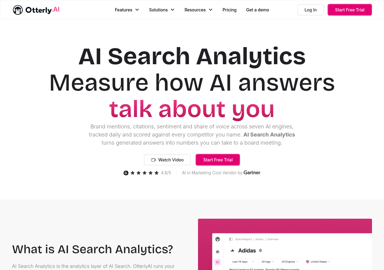 Screenshot of Otterly AI's ai search analytics page