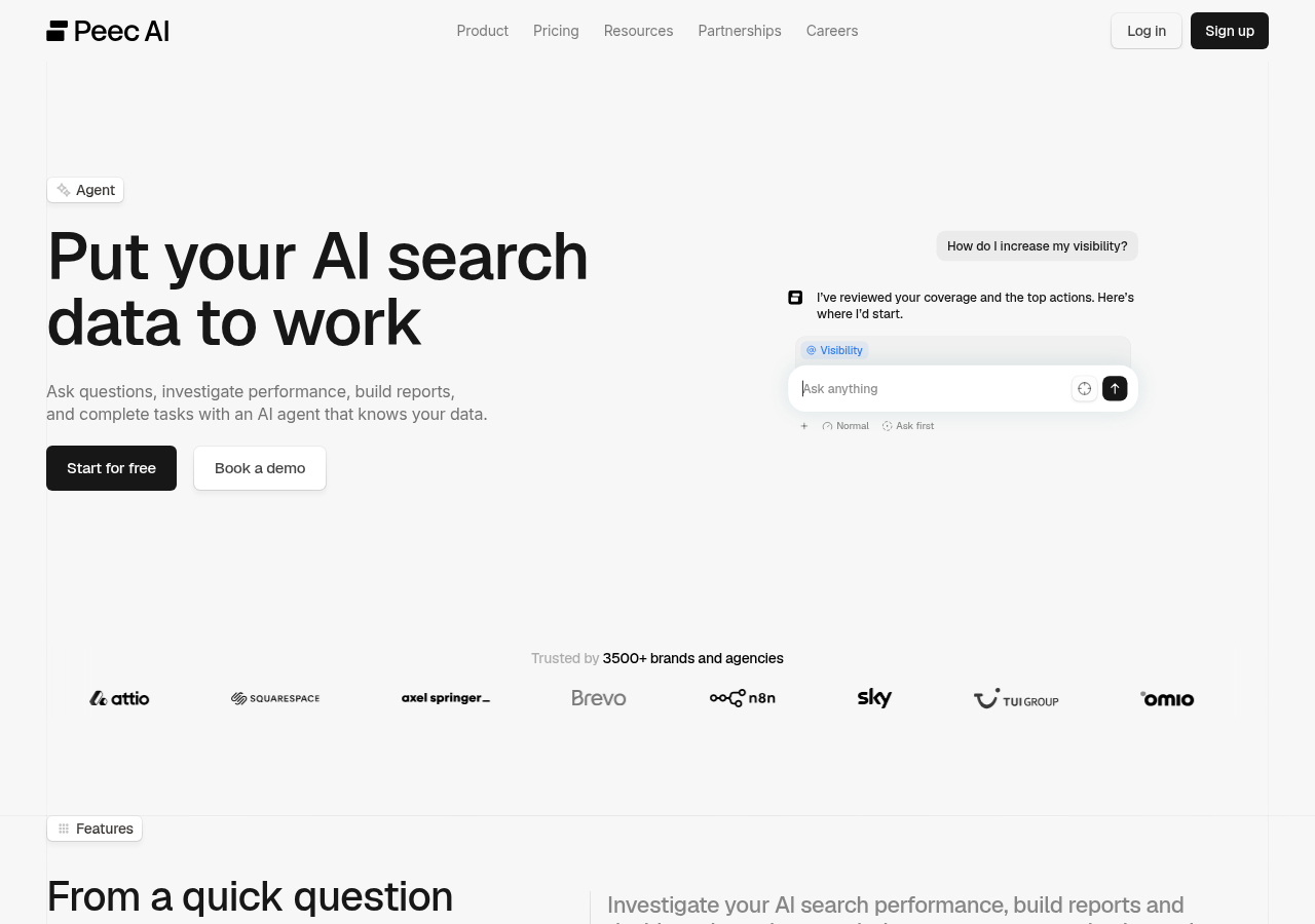 Screenshot of Peec AI's agent page