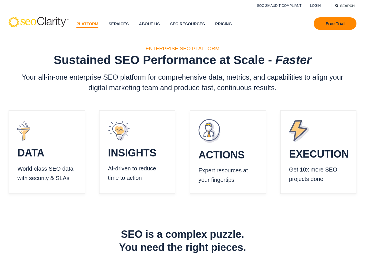 Screenshot of seoClarity's platform page