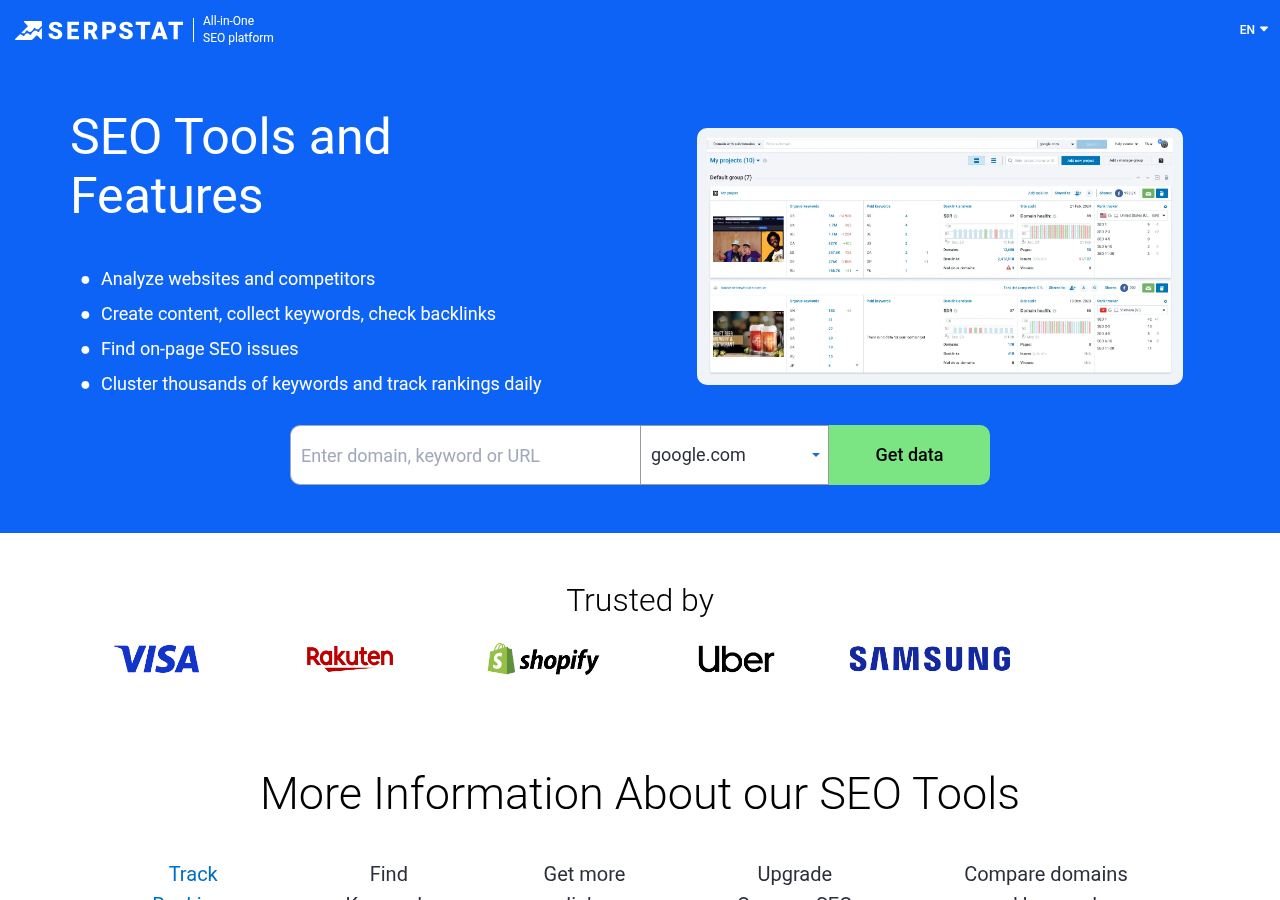 Screenshot of Serpstat's features page